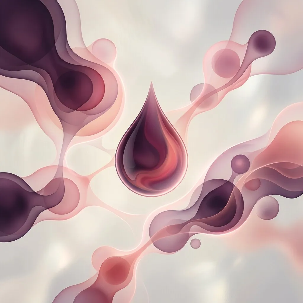 Ilustración abstracta de membranas celulares en tonos ciruela y rosa